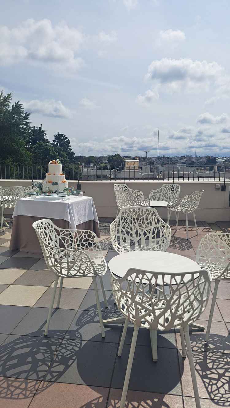 会食会場と連結されたテラス
