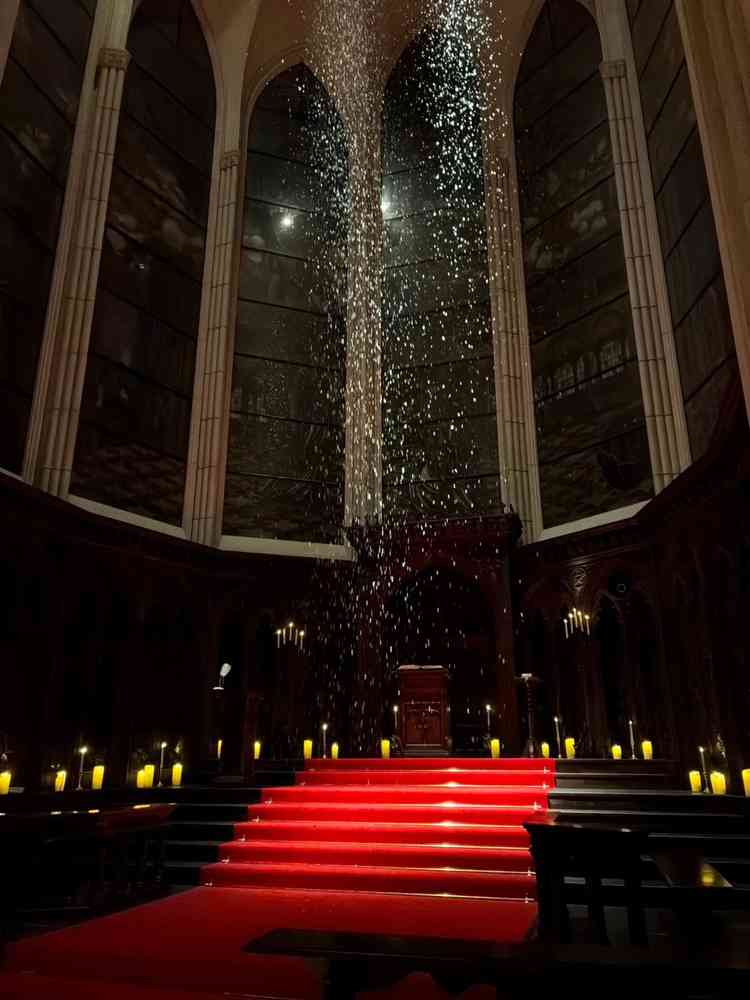 スノーを降らせる演出は、実際に見ると想像以上に幻想的で素敵◎