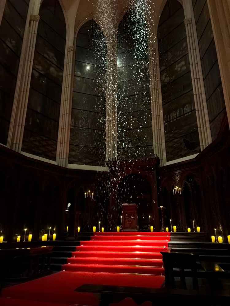 スノーを降らせる演出は、実際に見ると想像以上に幻想的で素敵◎