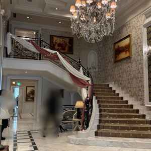 新館の大階段。作り込まれた雰囲気で、特に手を加えなくても豪華でした。