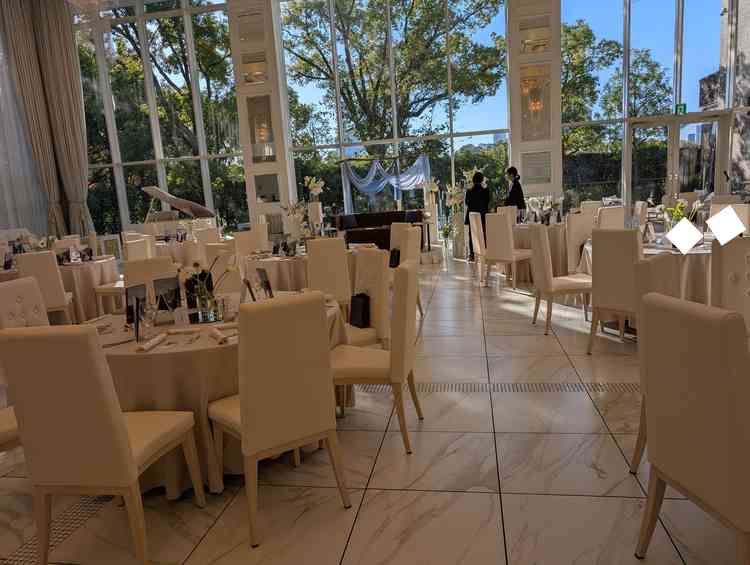 白を基調とした披露宴会場