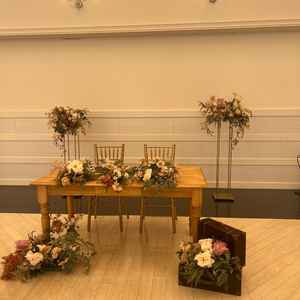 新郎新婦の椅子の雰囲気。実際に椅子の近くから全体を見渡すと、ガーデンまで広々としていて良かったです。