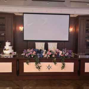 披露宴会場のプロジェクター利用時。三面ある。