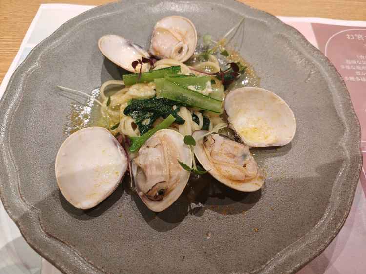 試食のハマグリパスタ