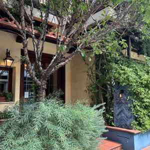 披露宴会場の外観。植物に囲まれていて隠れ家っぽくてオシャレでした。