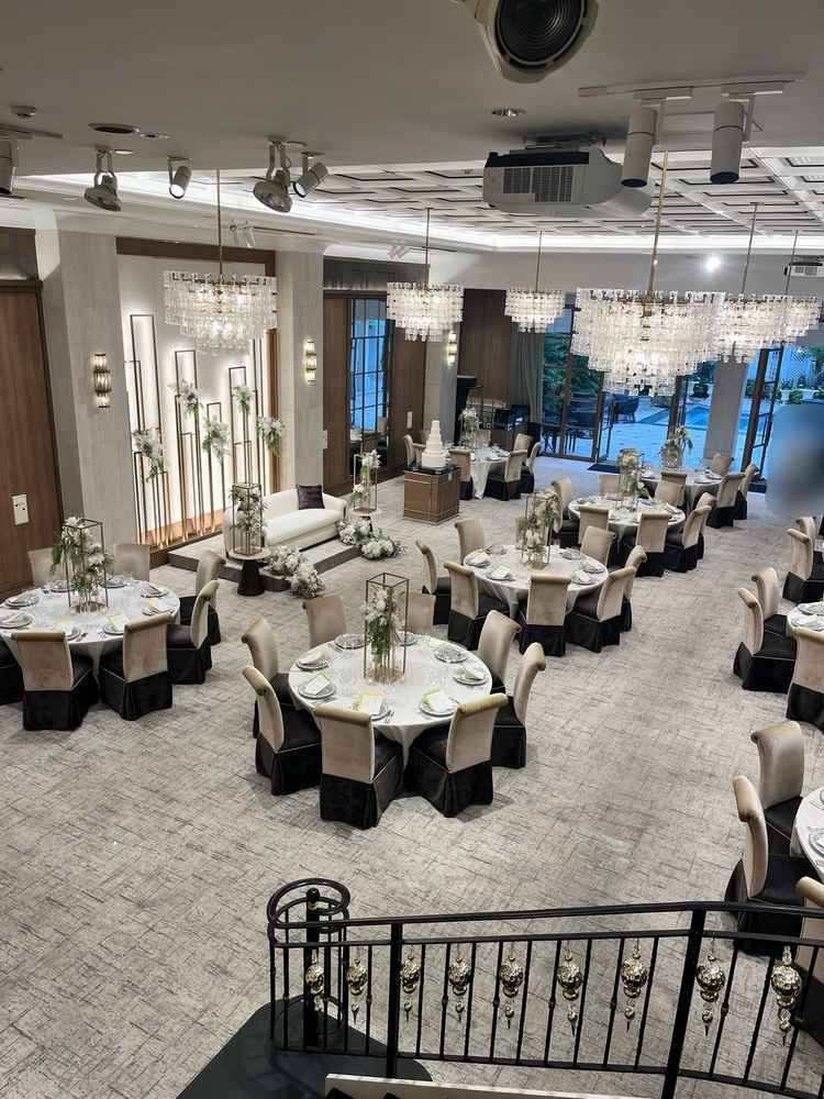 二つ目に見学した披露宴会場のニューヨーク。広々としていて、天井も高くゴージャスな雰囲気が素敵でした。