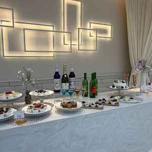 ウェルカムパーティのバイキング軽食とデザート。