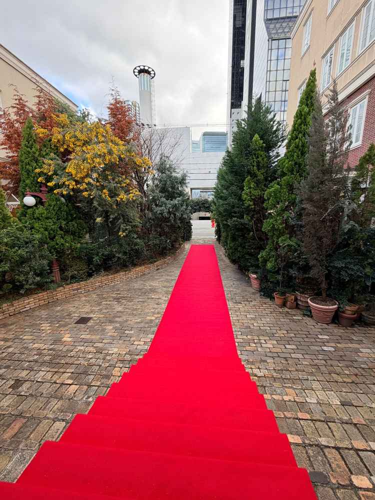 チャペル入り口の階段から見える雰囲気が自然でいっぱい