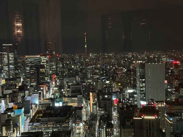 チャペルからの景色。スカイツリーも見えて都会の中の結婚式場という印象だった。