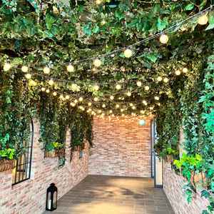 緑の葉っぱとライトが可愛い写真映えスポットです。