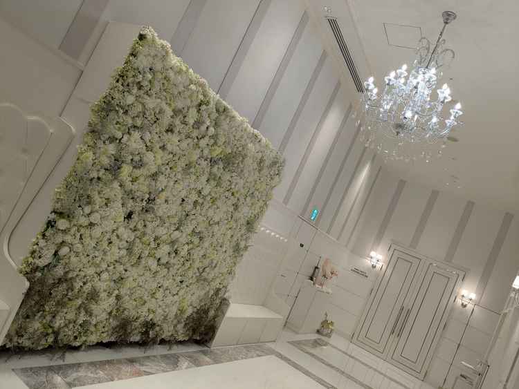 写真映えするスポットもある披露宴会場入口