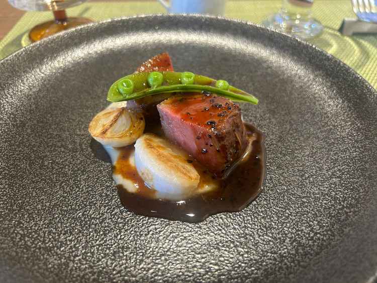 試食のお料理。お肉も柔らかく美味しかった。