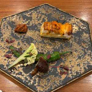 ハーフコース試食のメイン。どのお料理も素材やお出汁の風味を生かしておりとても美味しかったです。