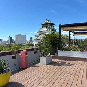 屋上で写真が撮れるそう。大阪城がこんなに綺麗に見れるのがすごいと思った。