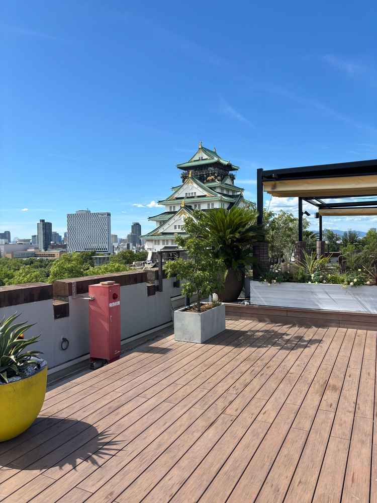 屋上で写真が撮れるそう。大阪城がこんなに綺麗に見れるのがすごいと思った。