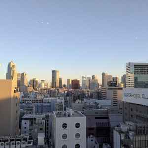 打ち合わせの空間からの外の写真。非常に開放感があり、夜は夜景も非常に綺麗で、高層階ならではだった。