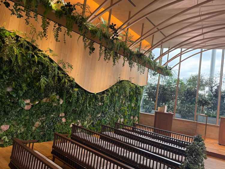 挙式会場。緑溢れて開放感があるのがとても気に入りました。