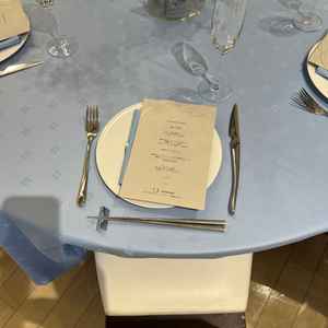 披露宴会場のゲスト席、結構キツキツたなといった印象