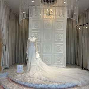 ドレスサロンでは沢山のドレスを確認することができます。私たちが行った際は試着はできませんでした。