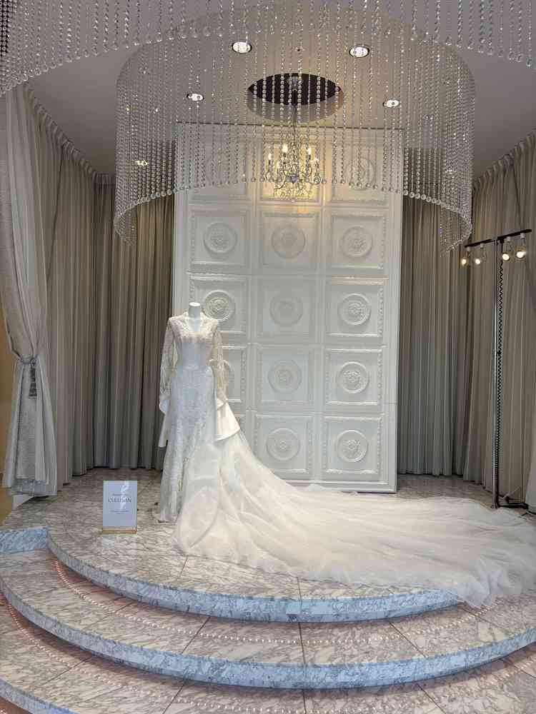 ドレスサロンでは沢山のドレスを確認することができます。私たちが行った際は試着はできませんでした。