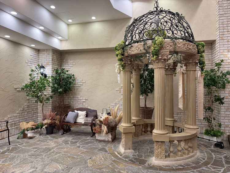 式場内のフォトスポット。ゲストの方と写真を撮ることができるとのことで、素敵でした。