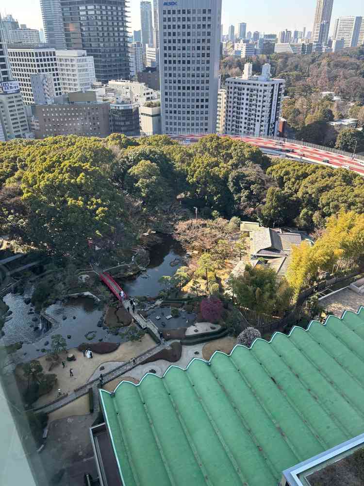 高層階からの日本庭園の写真です。冬でも綺麗でした。
