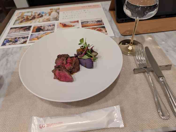 試食でいただいたお肉（ワインソース）
