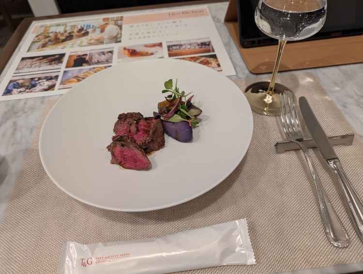 試食でいただいたお肉（ワインソース）