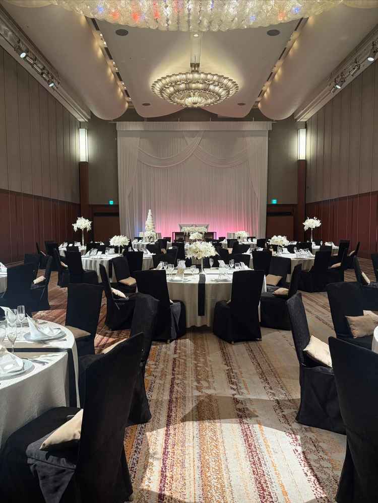 いちばん気に入った披露宴会場。プロジェクションマッピングもできるとのことでいろんな演出ができそう。