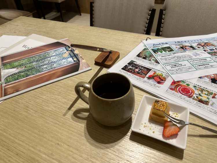 デザートは受付時に運んでくれたおかげで、待つ時間も短く感じて色々資料を見ながらゆっくりできました。