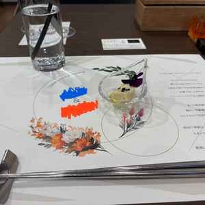 はちみつを使った前菜。銀座ははちみつが有名と教えていただきました。