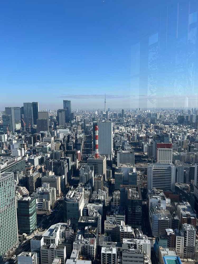 披露宴会場から展望できる景色。スカイツリーや銀座の街が見える。