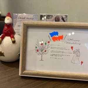 2人の名前が入ったプレート。おもてなしが嬉しかったです♡