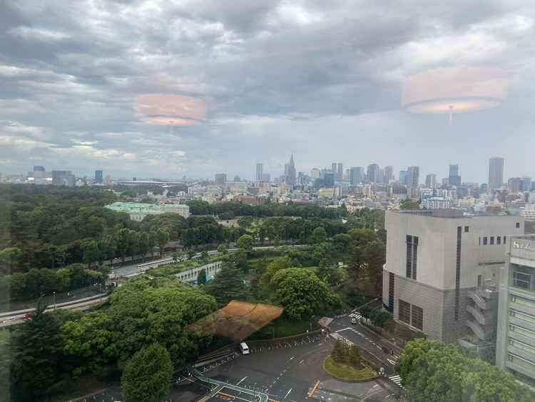 披露宴会場からの景色　迎賓館などの自然と、ビル群が両方楽しめました