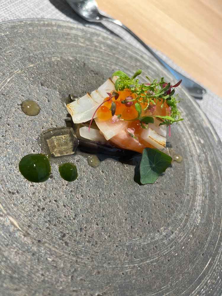 前菜です。食材とソースがマッチしており、美味しかったです。