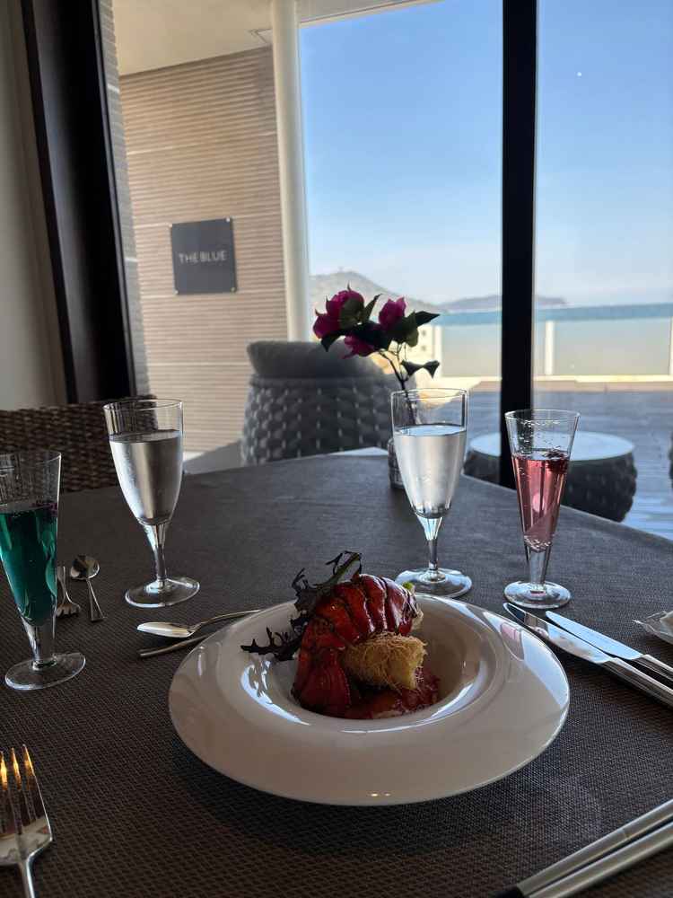 海の見えるロケーションでお食事をいただけました。ハーフコースがちょうど良かった。