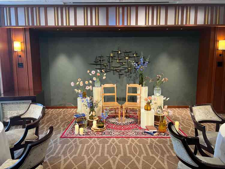 披露宴会場、お花