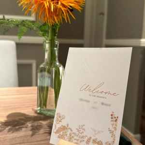 二人の名前が入ったウェルカムカードになります。細部に拘りを感じました。