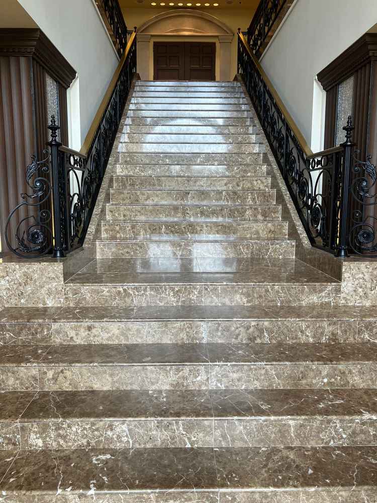 大階段の写真です。日当たりが良く明るい雰囲気が印象的でした。