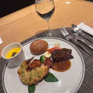 試食会での料理。かぼちゃのスープが美味しかったです。