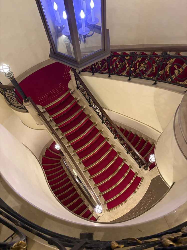 階段。ここでドレスを着て写真を撮りたいと思った。高級感があって、ここでしか撮れない写真が撮れそう。