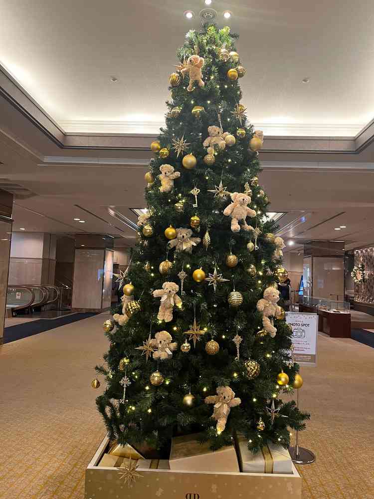 ロビーに大きな可愛いツリーが飾られていました。11月から展示されているそうで、癒されました。