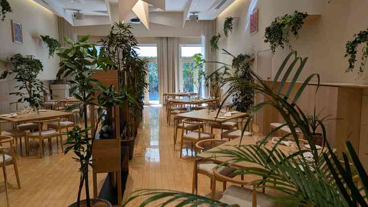 ボンクラージュ側披露宴会場です。〜50人くらいで、パーテーション等は自由に移動できるとのこと。