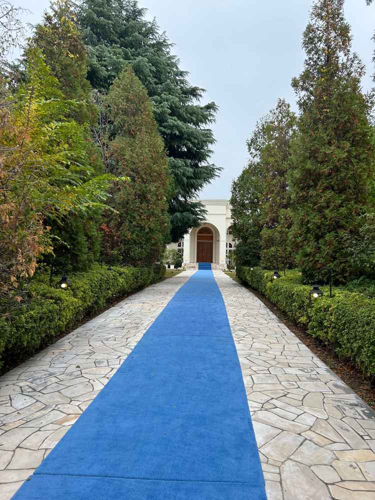 エントランスから続くブルーのカーペットが印象的で、とても素敵でした。