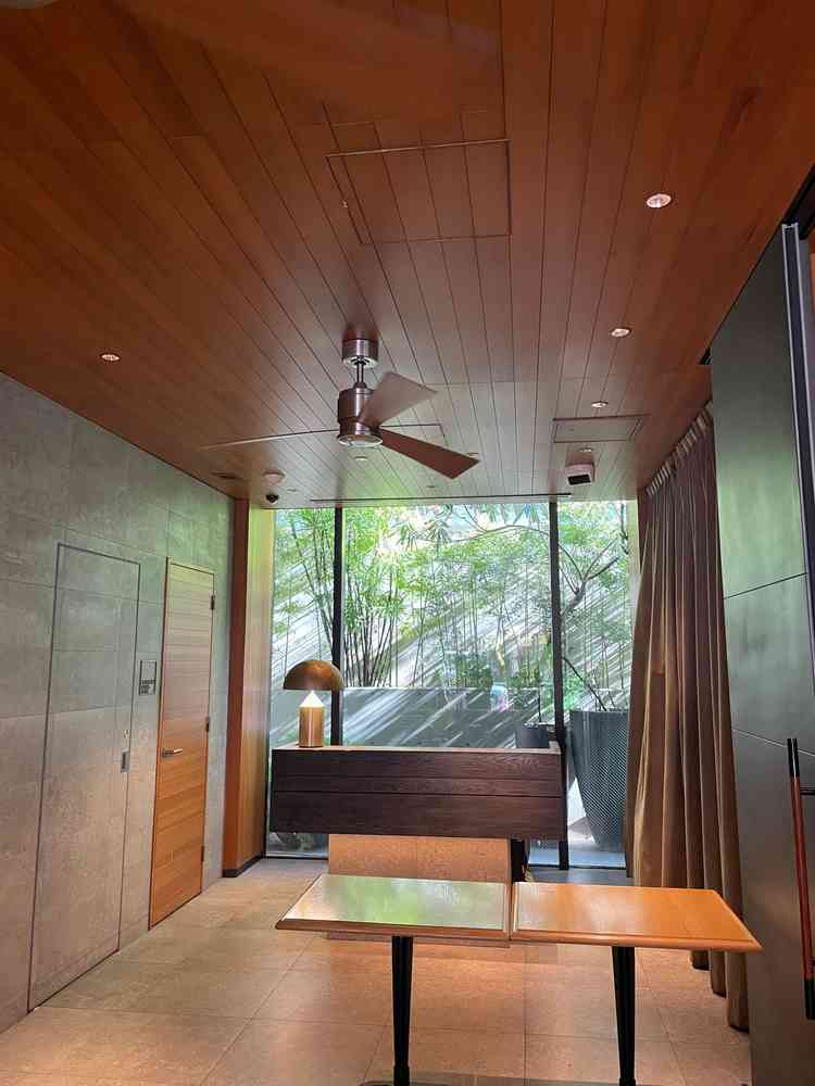 エントランスをはじめ所々に緑を感じられる。