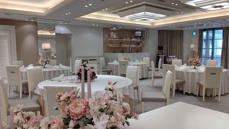 プロジェクションマッピングの披露宴会場も綺麗でした。