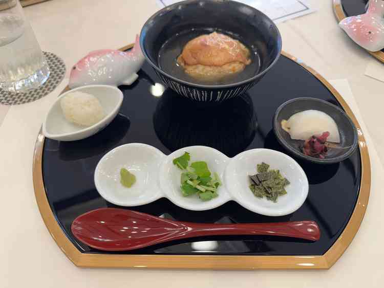 試食の鯛茶漬け こだわりのお米が美味しかったです