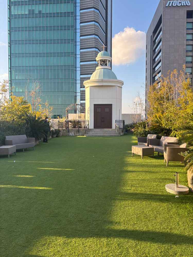 テラスの写真。開放感があり、緑もとても綺麗でした。