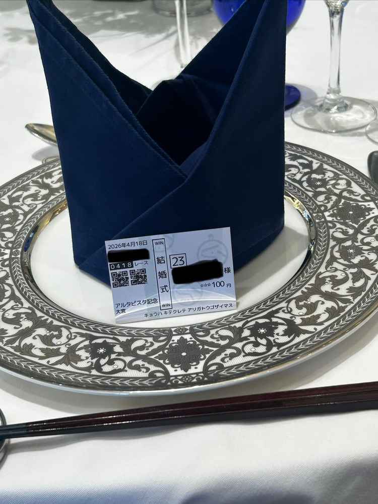 当日の披露宴会場の席札の面白い演出を見せていただきました。