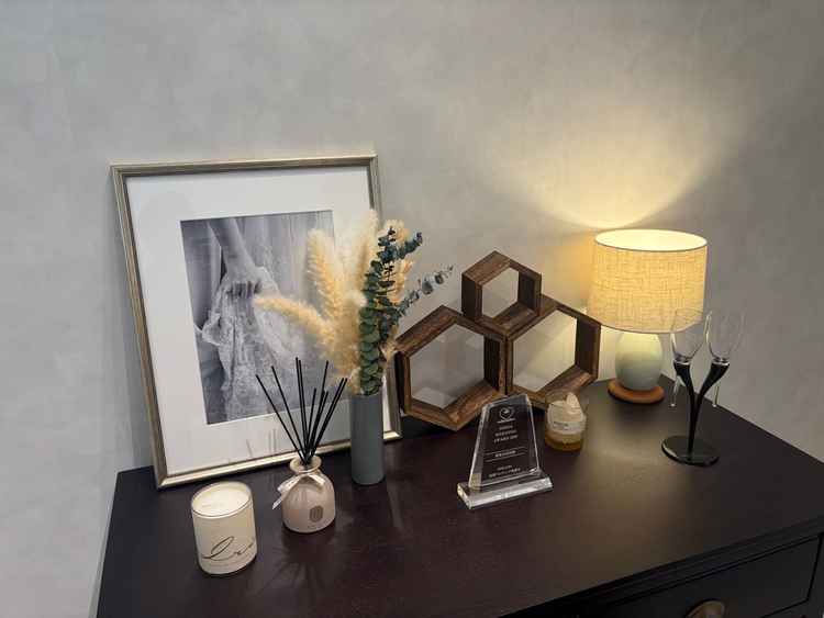 飾りのお花はドライフラワーも選択できて、アレルギーの心配もありませんでした。